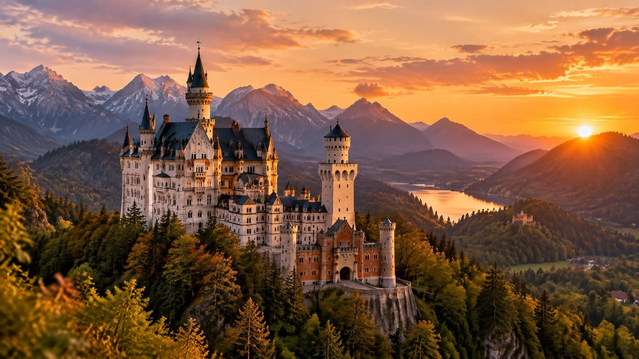 neuschwanstein at sunset